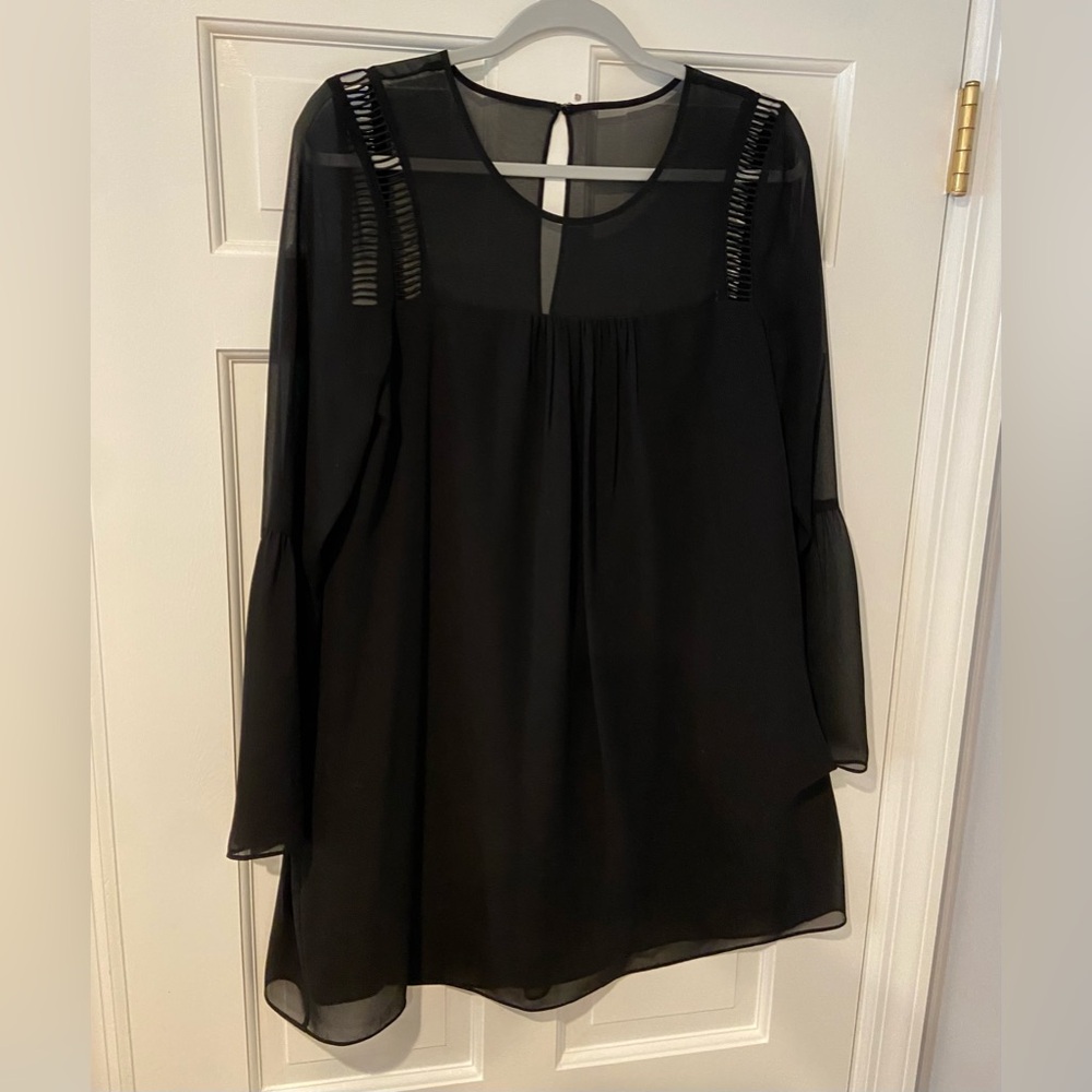 BCBGeneration Black Flare Mini Dress Size Medium Bell Sleeve